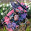 Thumbnail: Vintage fabric - Pink and Purple Floral on Black - Reversible Black