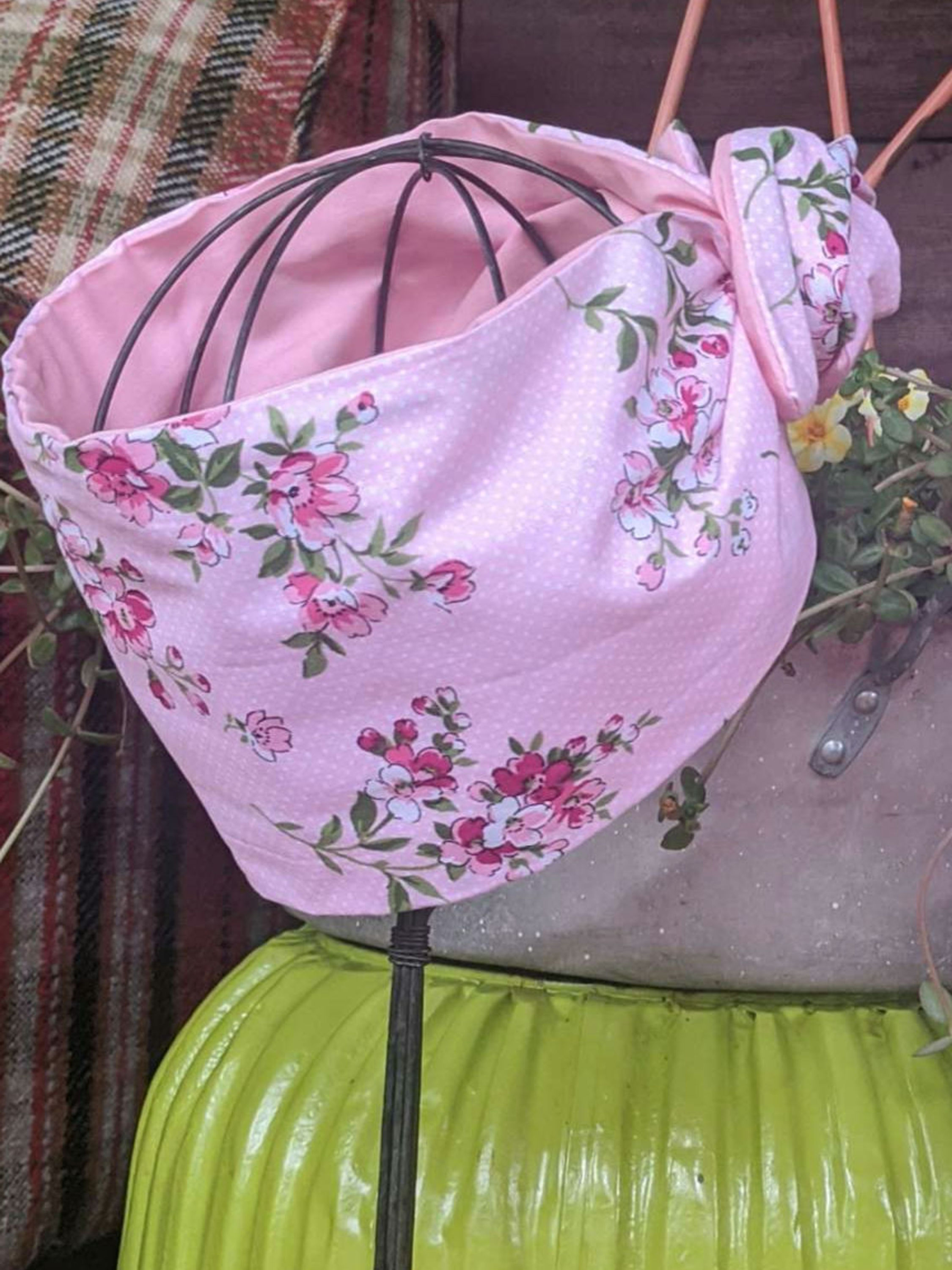 Pink or Blue Floral Polka Dots - Reversible Pink or Blue