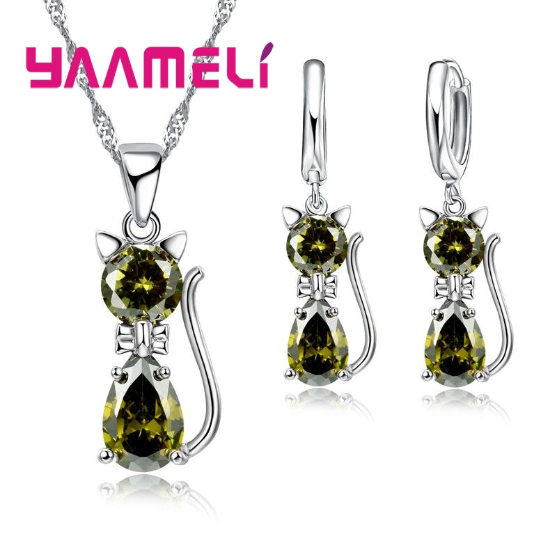 Thumbnail: Real 925 Sterling Silver Color Jewelry Sets for Woman Girls Shining Austrian Cry