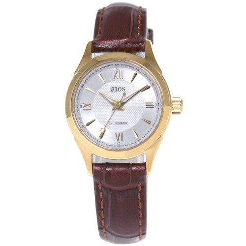 Jios AWAZU Silver Dial × Gold Hands, Gold Case, Roman Numerals, Croc-Embossed Leather, photo 1 of 9