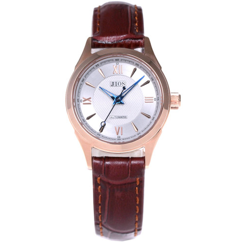 Jios AWAZU Silver Dial × Blue Hands, Rose-Gold Case, Roman Numerals, Croc-Embossed Le, photo 1 of 7