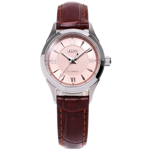 Jios AWAZU Biwamasu Salmon Dial × Silver Hands, Silver Case, Roman Numerals, Croc-Emb, photo 1 of 9