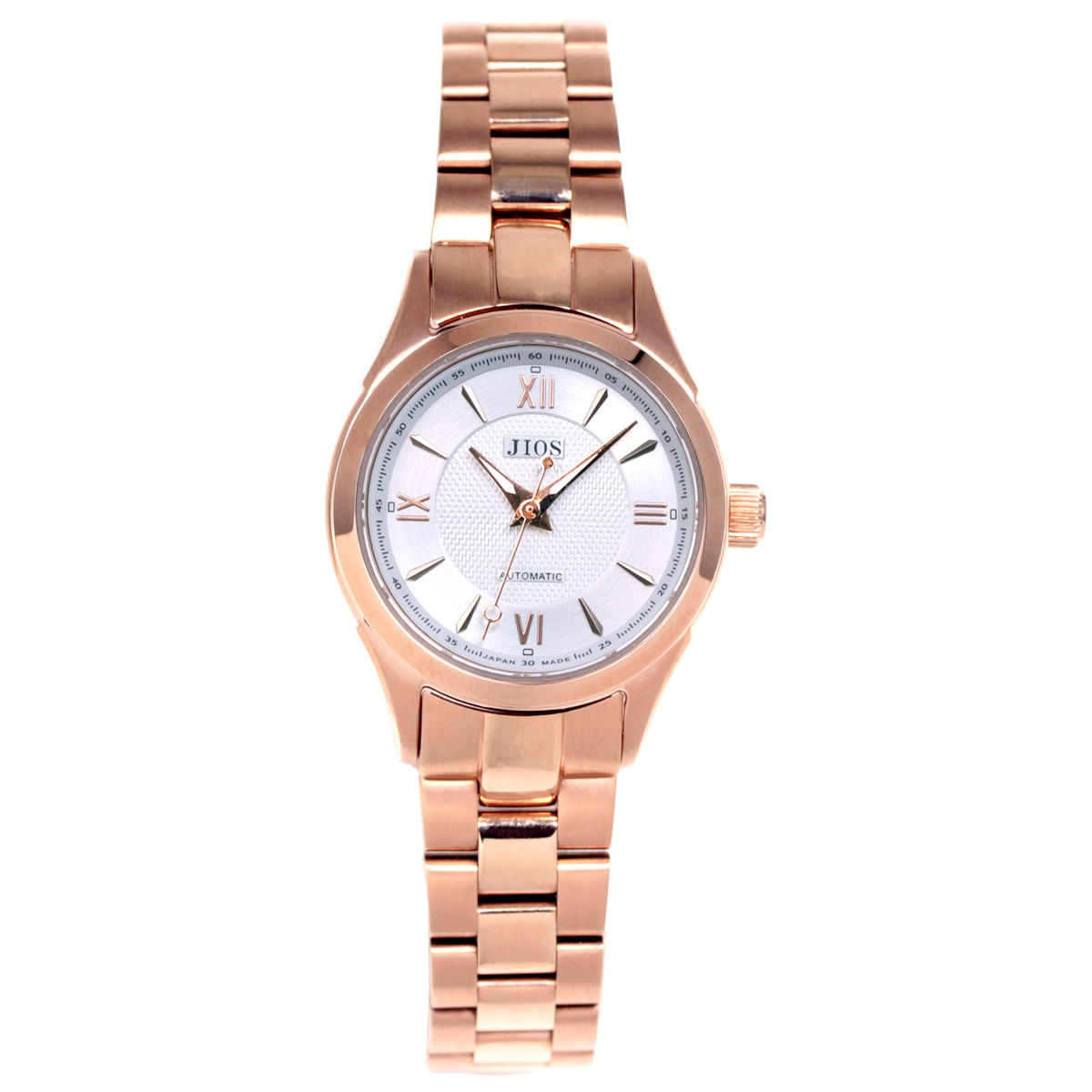 AWAZU シルバー文字盤 × ピンクゴールド針 ピンクゴールドケース ローマ数字 ステンレスベルト（ピンクゴールド） レディース