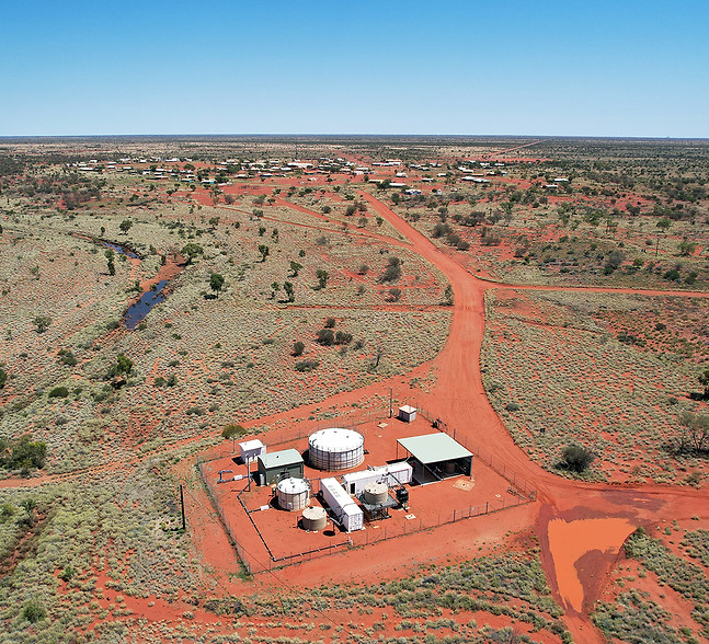 Aerial photo of Kintore Advanced Water Treatment Plant in Central Australia, Northern Territory (2024)