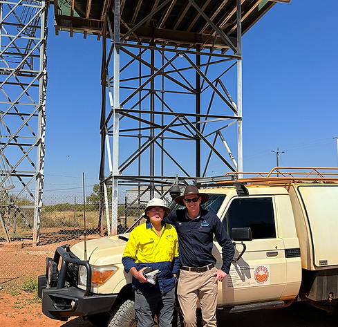 Andrew and Eric inspecting the water disinfection unit of Warralong near Port Hedland, Western Australia (2024)