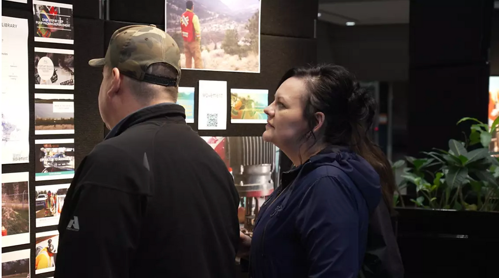 Guests viewing the art exhibit