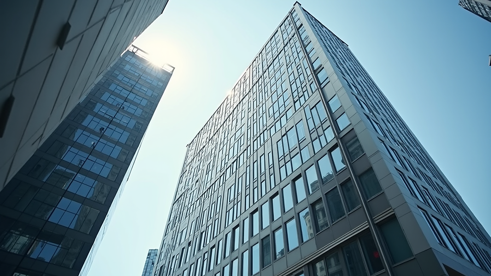 Eye-level view of a modern office building in Zurich