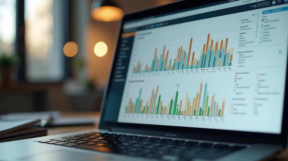 Close-up of a laptop screen showing CRM software dashboard