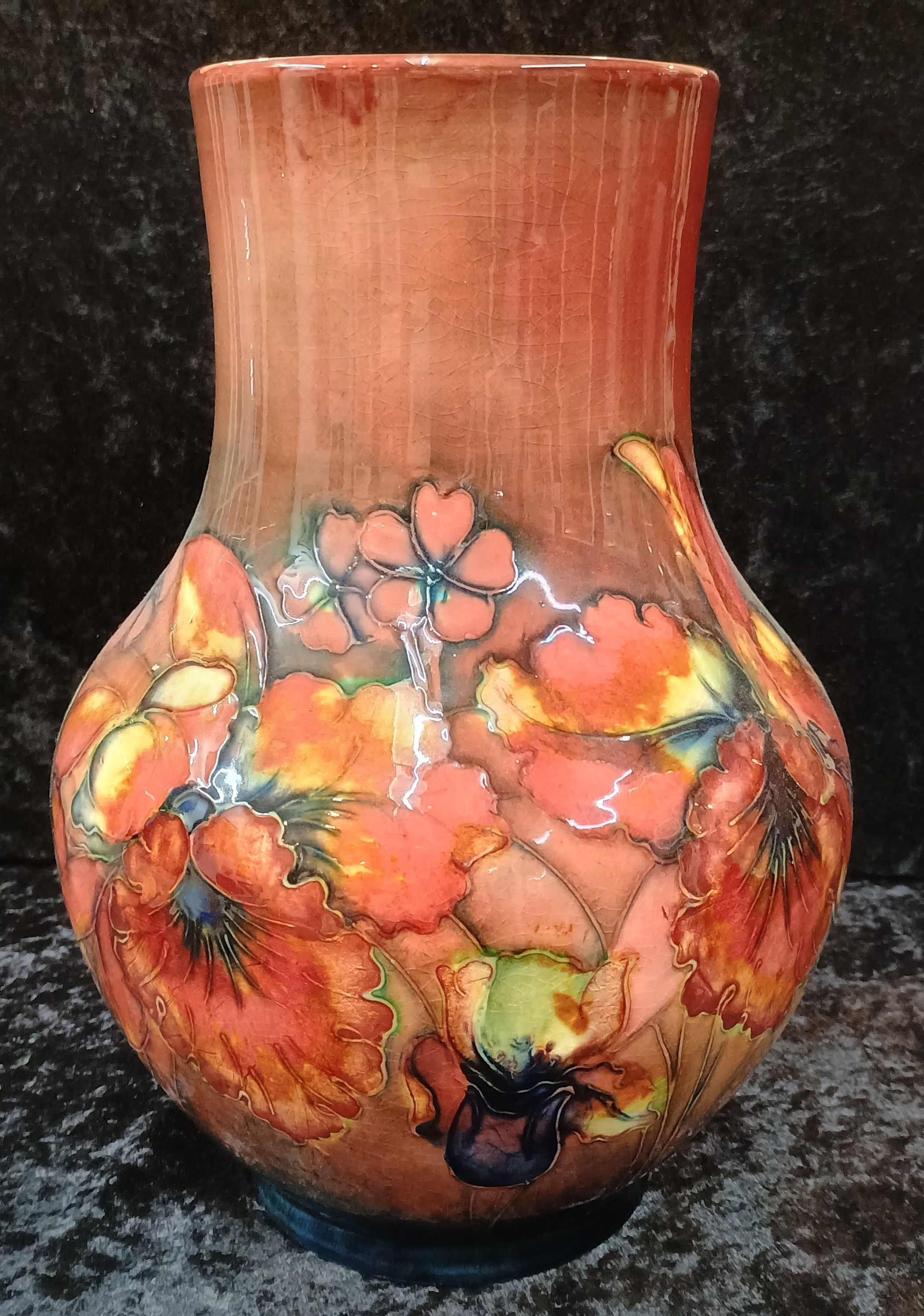 Moorcroft "Flambe" Orchid Pattern Vase