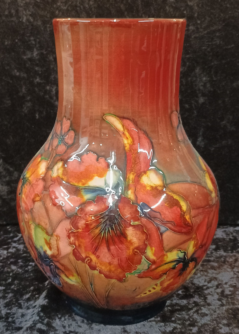 Thumbnail: Moorcroft "Flambe" Orchid Pattern Vase