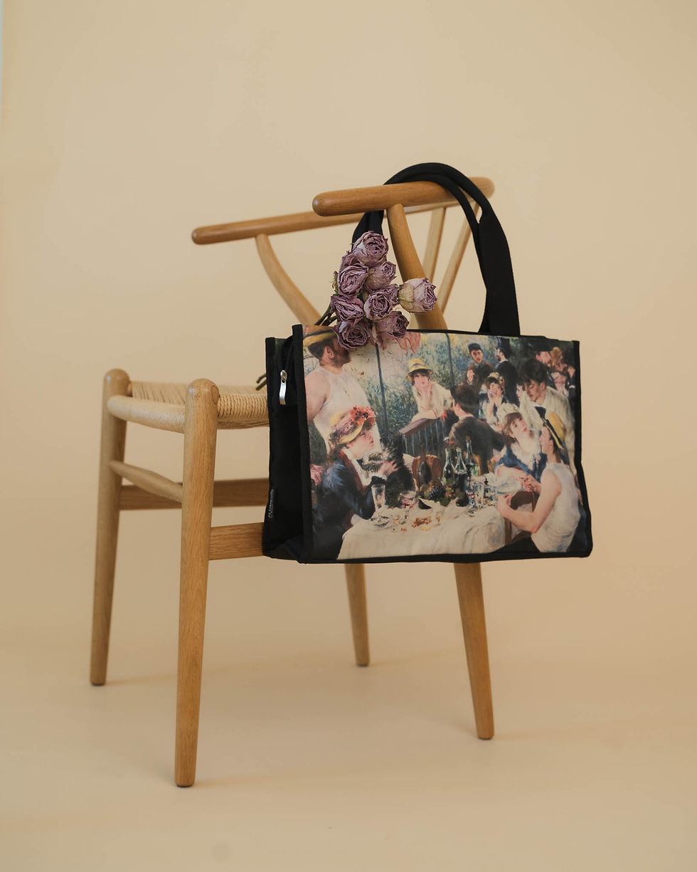 Thumbnail: Shopper mit doppeltem Zipper-Innenfach 28x41x12cm Renoir Frühstück der Ruderer