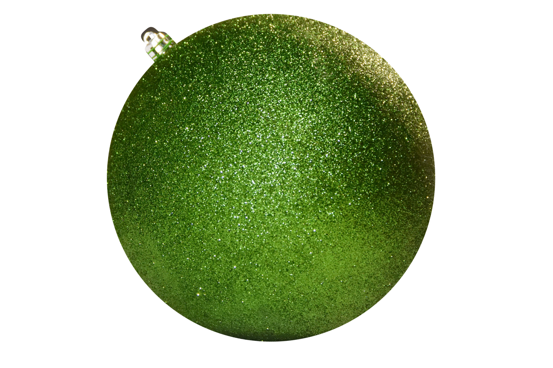 green glittered christmas ball