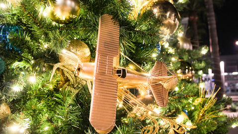 Airplane Ornament hanged on Christmas Tree