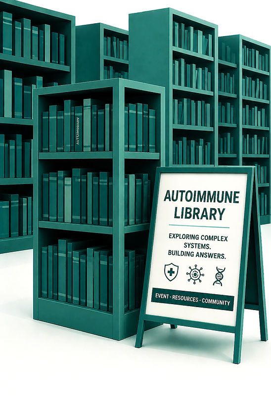 autoimmune library book shelves
