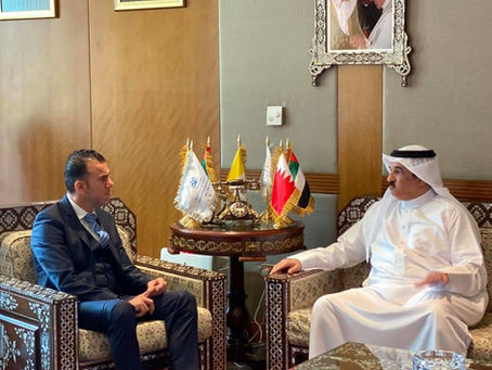 H.E Dr. Tajeddine Seif with Ambassador of Bahrain to UAE, H.E Sheik Khaled Bin Abadullah Al Khalifa