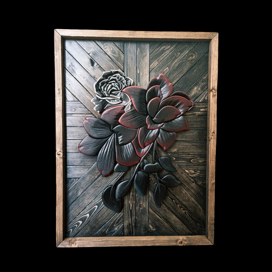 Amaryllis & Rose – 3D Layered Floral Wall Art