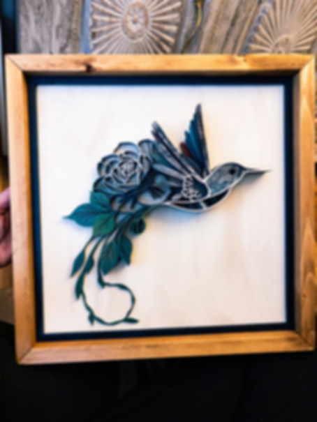 Layered Hummingbird Floral Wall Art (Double Framed)