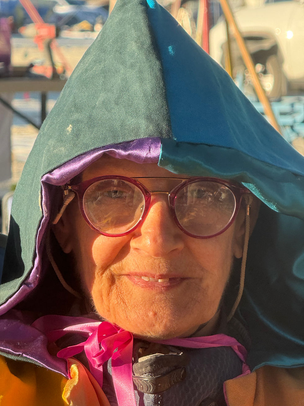 Judy made a wonderfully embroidered cape to wear at the event.