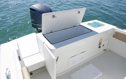 Open storage on boat for fishing charters