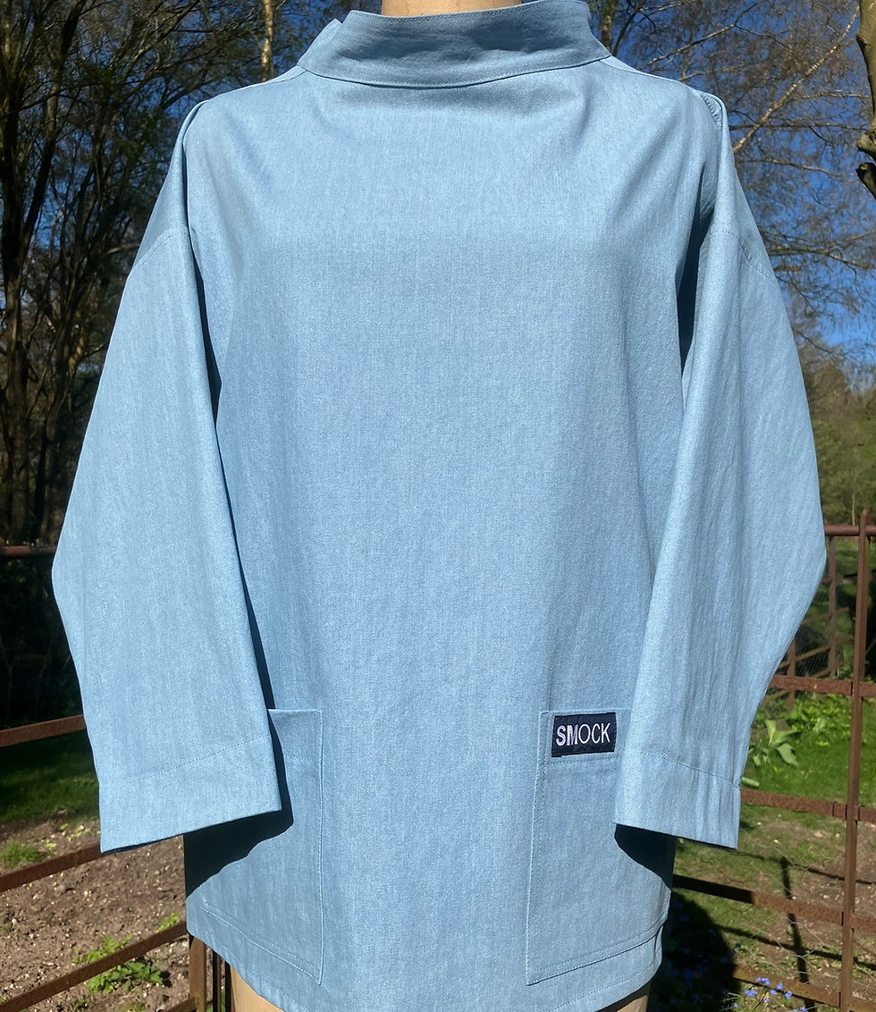 Thumbnail: Bacton denim smock with Liberty Lawn lining