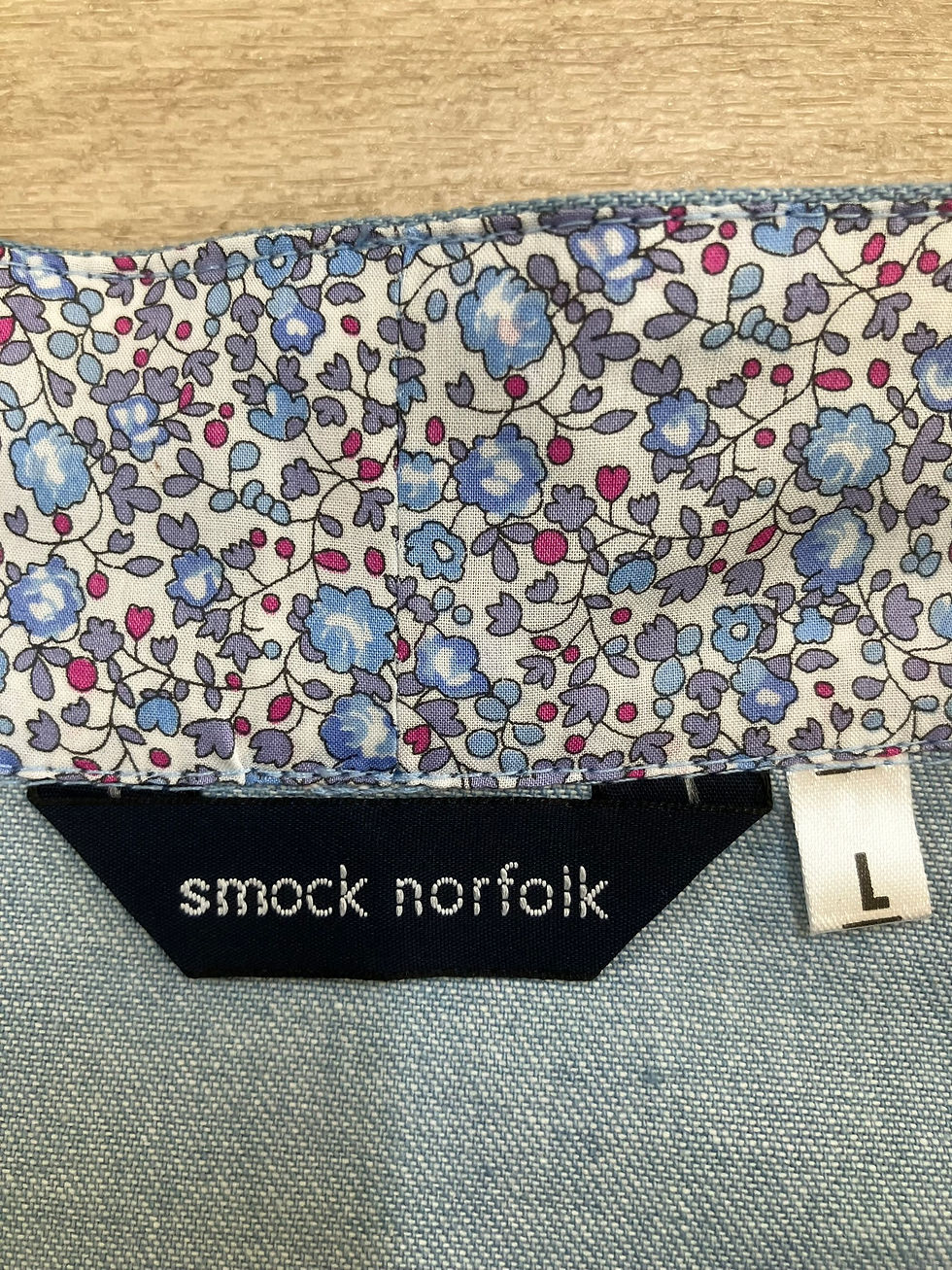Thumbnail: Bacton denim smock with Liberty Lawn lining