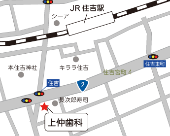 上仲歯科への地図