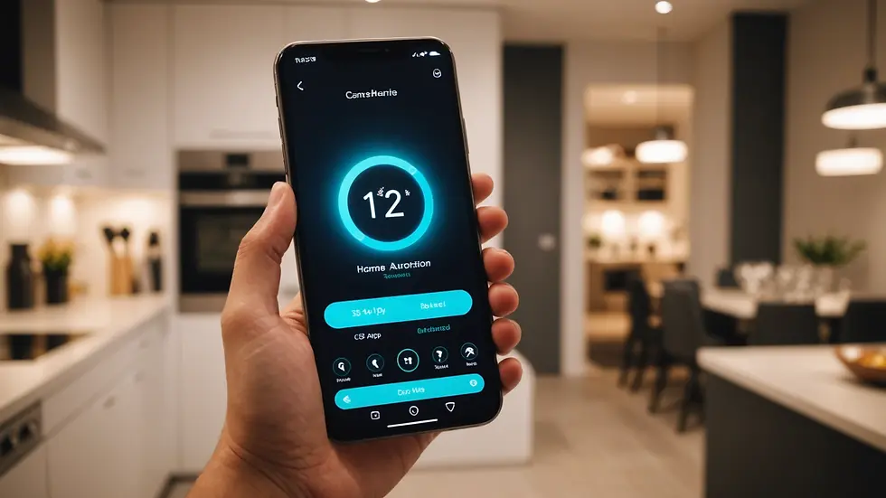 Close-up view of a smartphone showcasing a home automation app