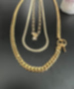 Gold Box Chain 3 Layer Necklace Front View