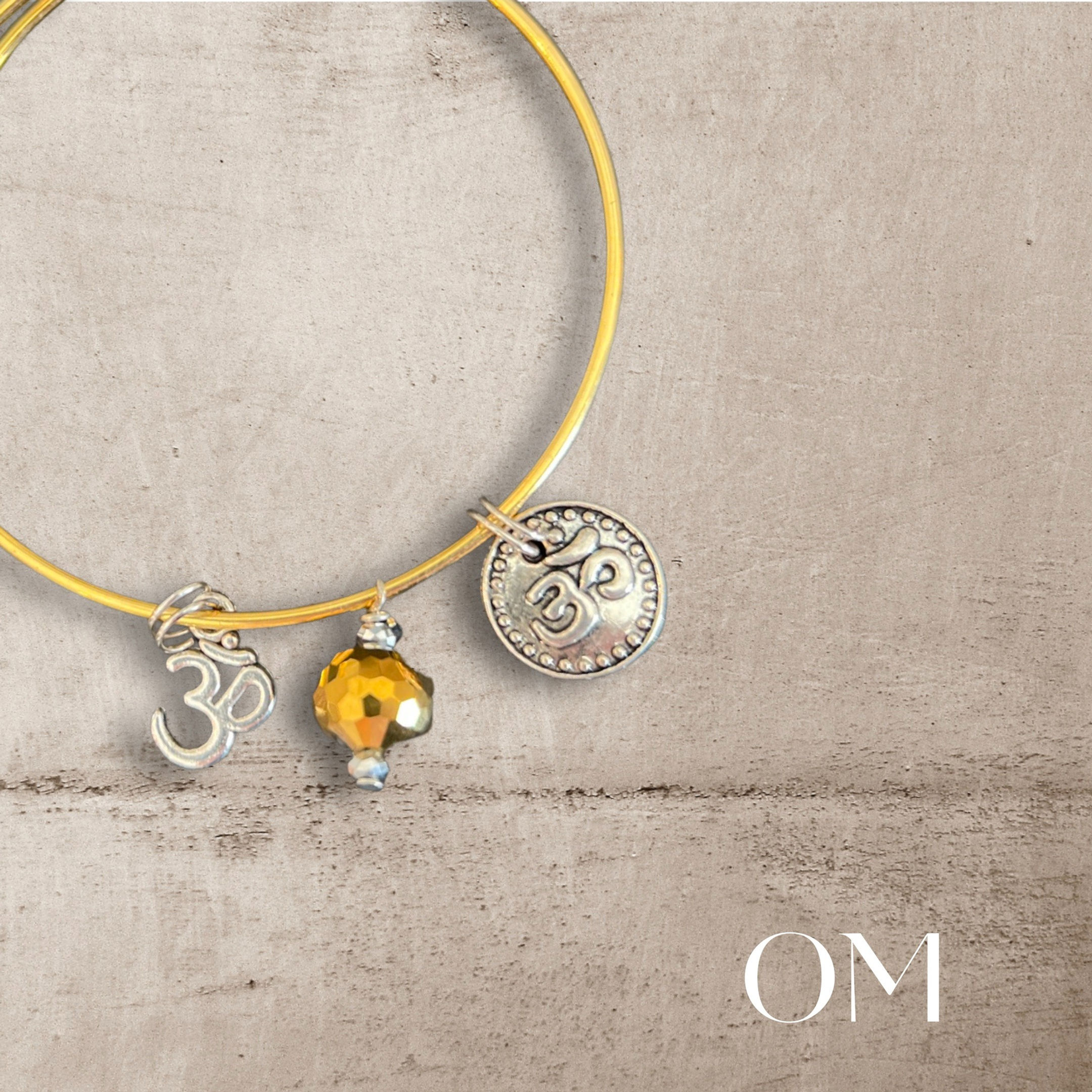 Gold And Silver Color Multi OM Charm Bracelet