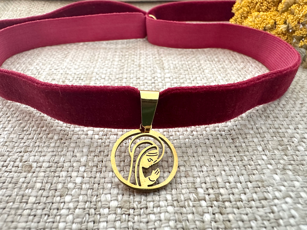 Miniatura: Collar - Virgen niña (granate/rosa palo/azul)