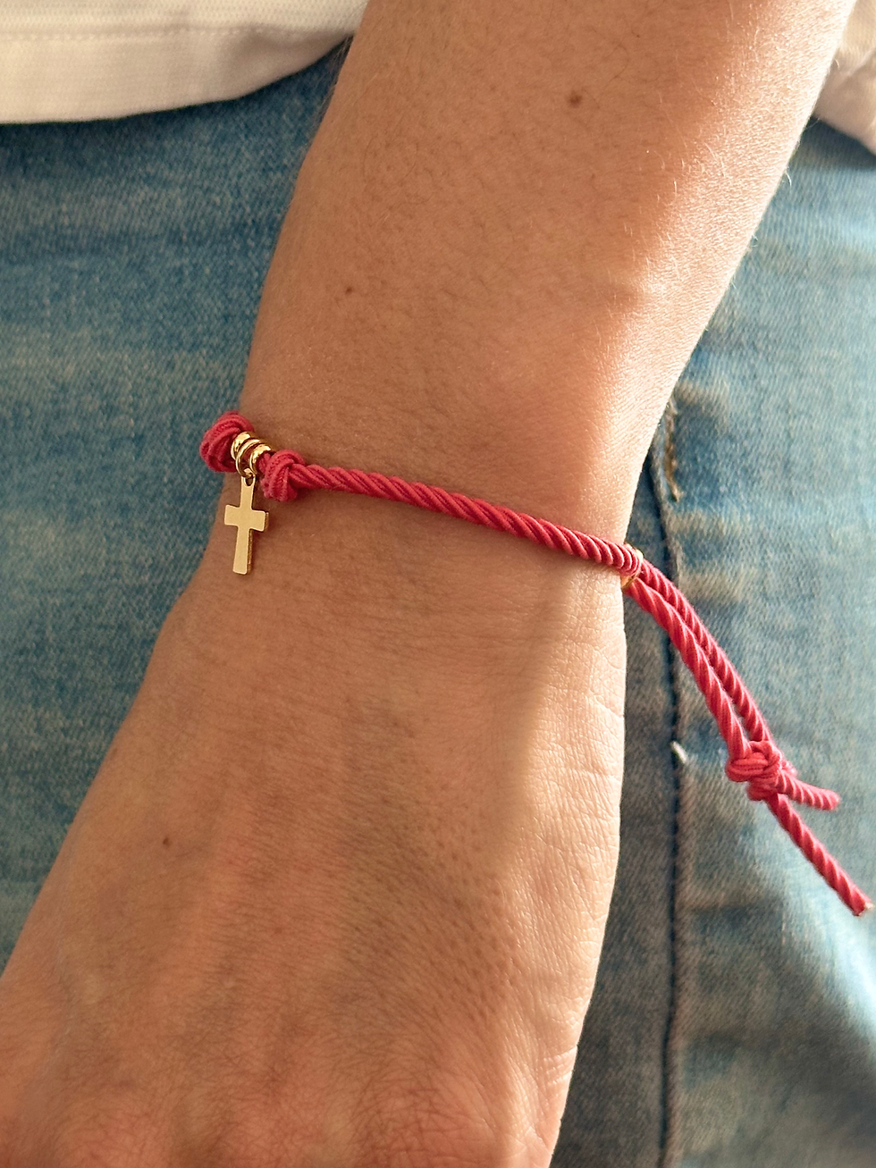 Miniatura: Pulsera Cruz de acero inoxidable (rosa/azul)