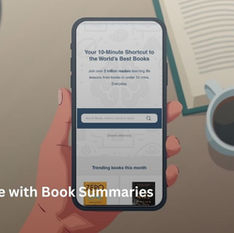 eye level view man watching Bookdio platform for audio summaries on a smartphone