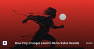 Silhouette of a runner on a red background with a white sun; text reads How Tiny Changes Lead to Remarkable Results, Bookdio