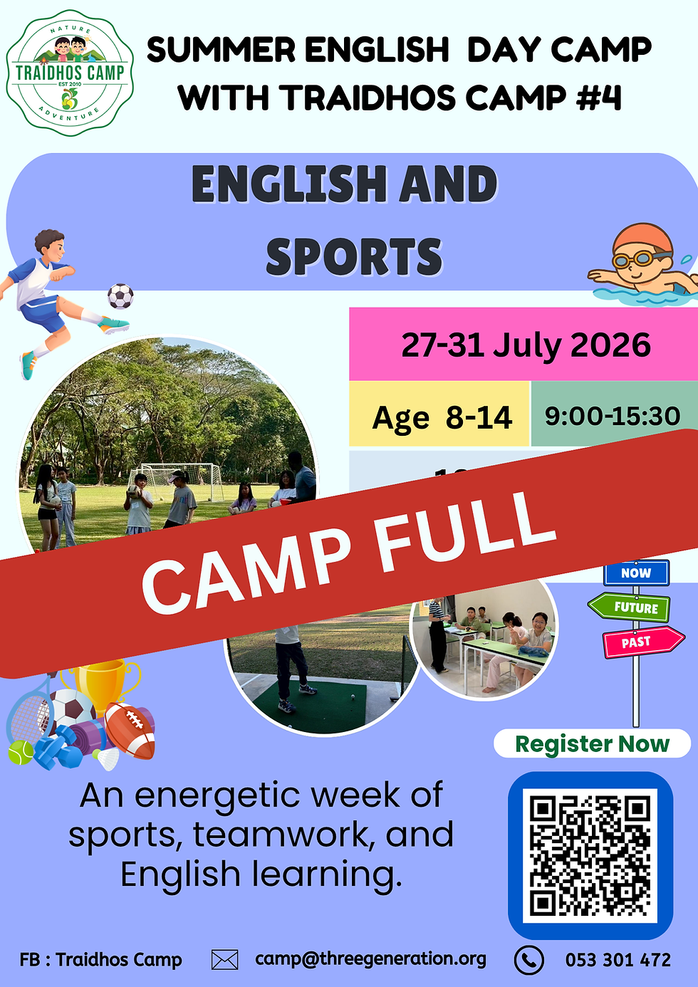 Summer English Day Camp #4: English and Sports: English and Environment (27-31 July 2026) Age 8-14