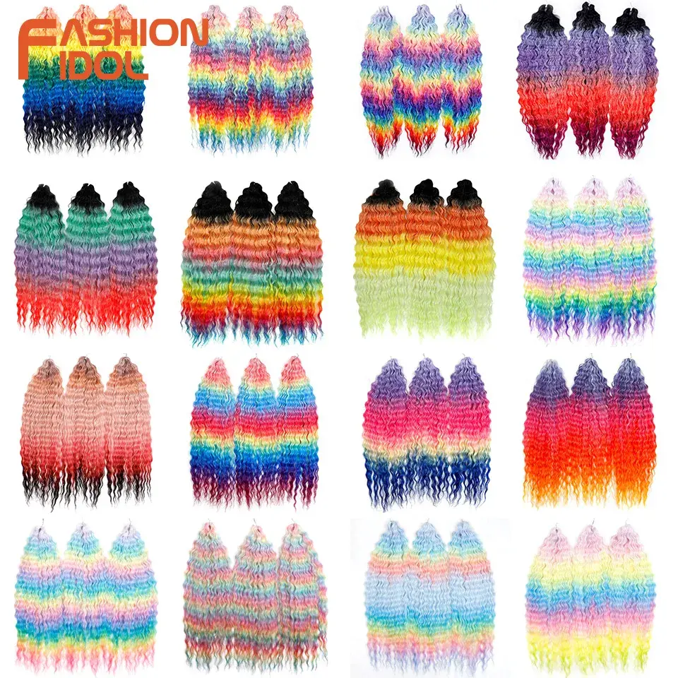 Thumbnail: Ariel Curl Hair Crochet Hair Blonde Pink 22 Inch Braiding