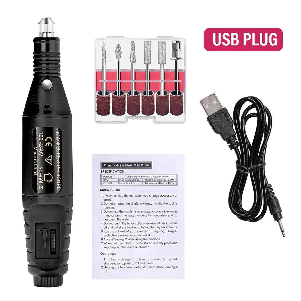 Thumbnail: LULAA Electric Nail Drill Machine Set Pedicure Grinding Equipment Mill for