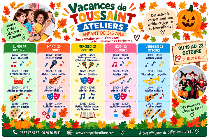 ateliers vacances toussaint 2026