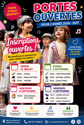 portes ouvertes/ septembre 2026