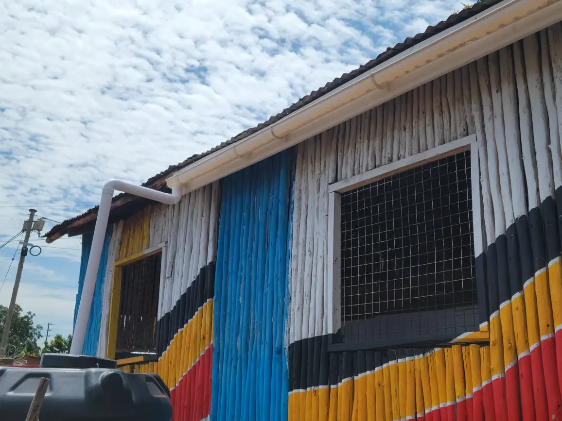 The roof, gutters and pipes from the roof of Exodus Primary school