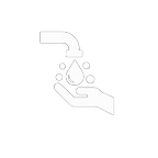 Water faucet dripping into hand icon