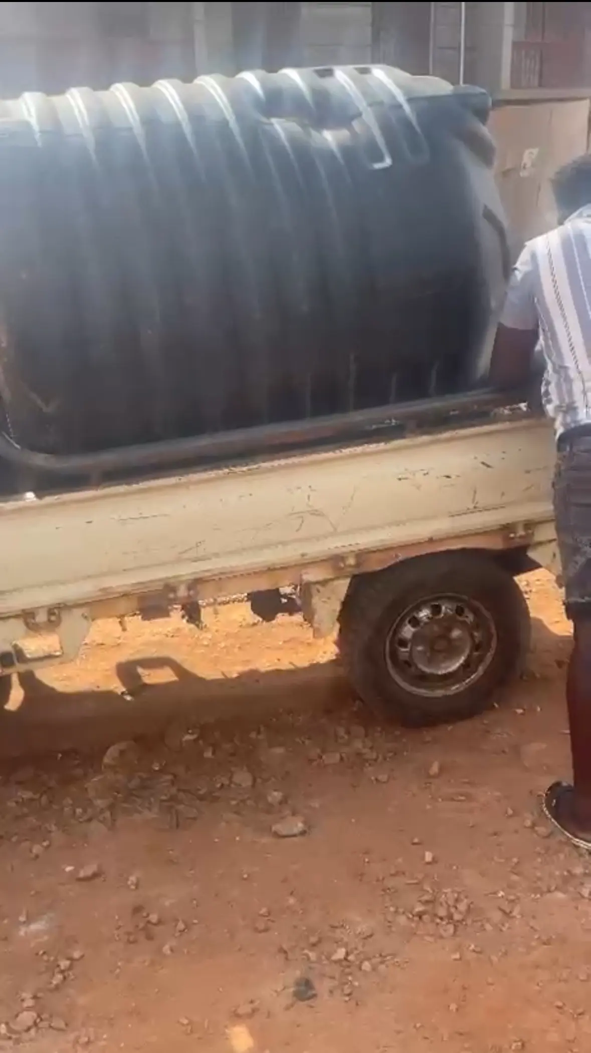 Water tank still on the truck