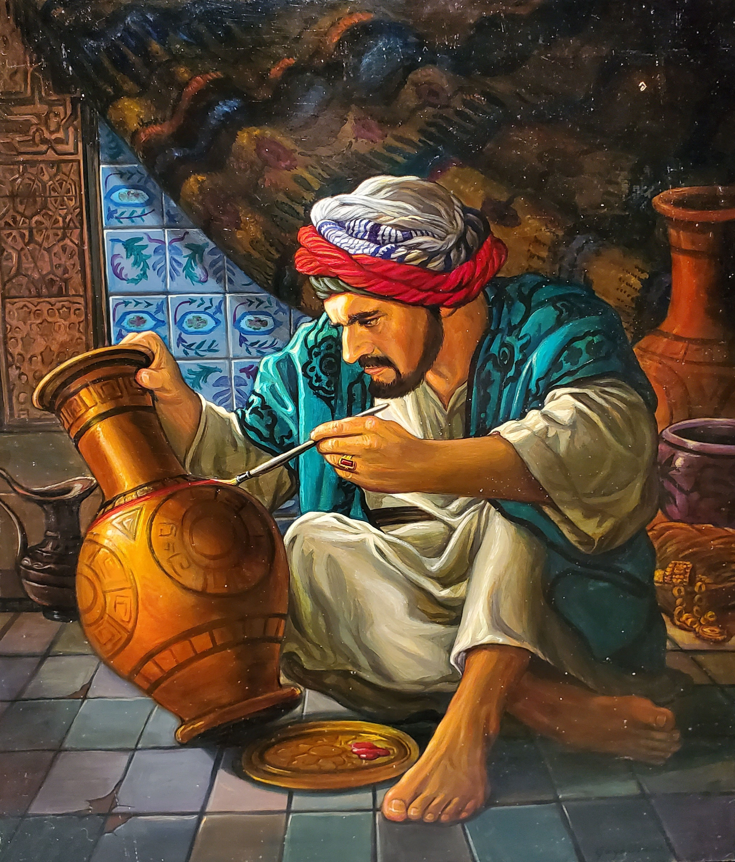 "Morroccan Potter" Oil On Panel 24x21