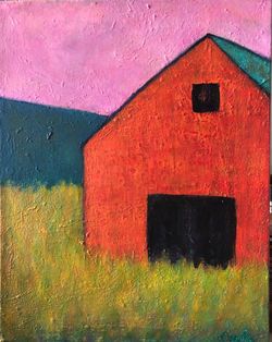 Orange Barn, Pink Sky