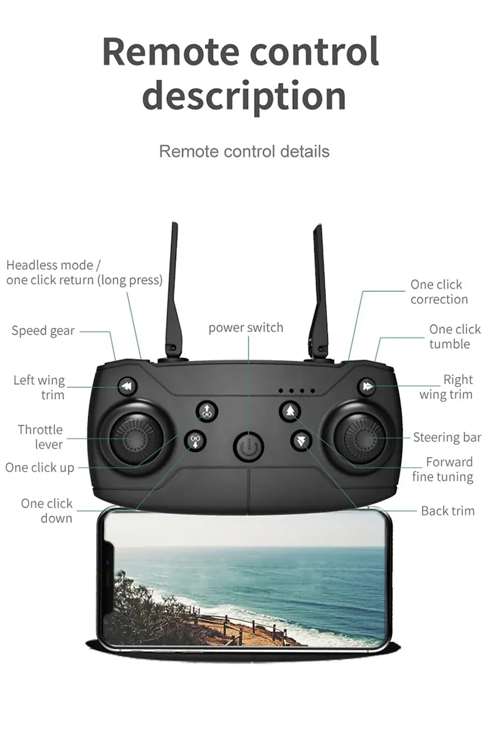 Thumbnail: Altitude Fixation E99 Folding Drone Quadcopter Remote Control Handle Four Axis A