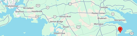Map of Prince Edward Island showing the cottage is near Montague and Georgetown