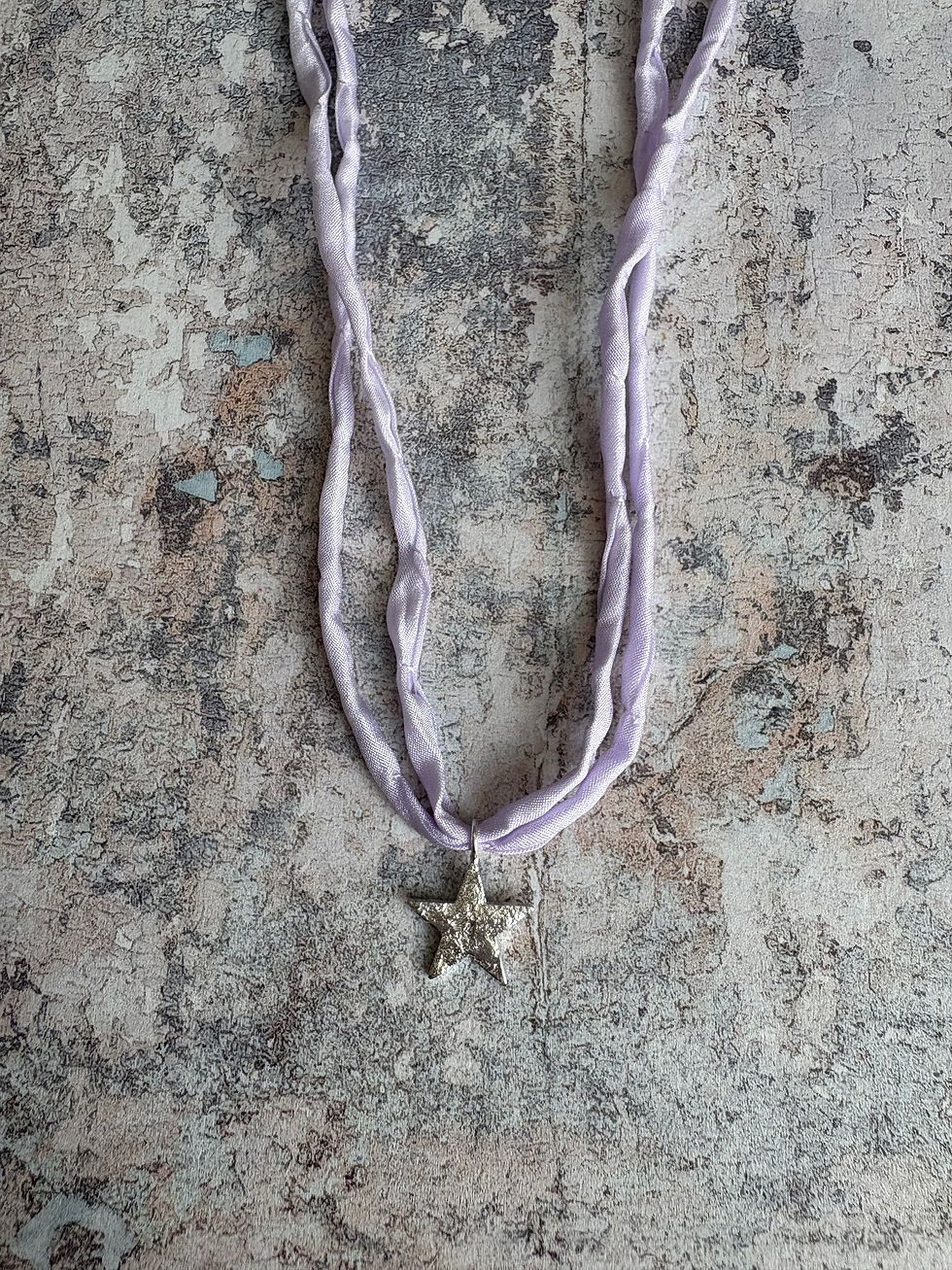 Thumbnail: Habotai Silk Silver Star necklaces (1)