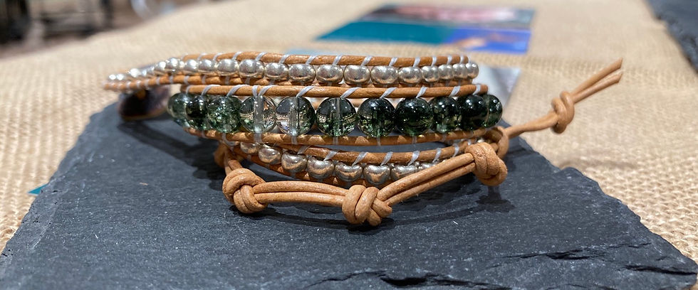 Thumbnail: Green Phantom Quartz wrap bracelet 