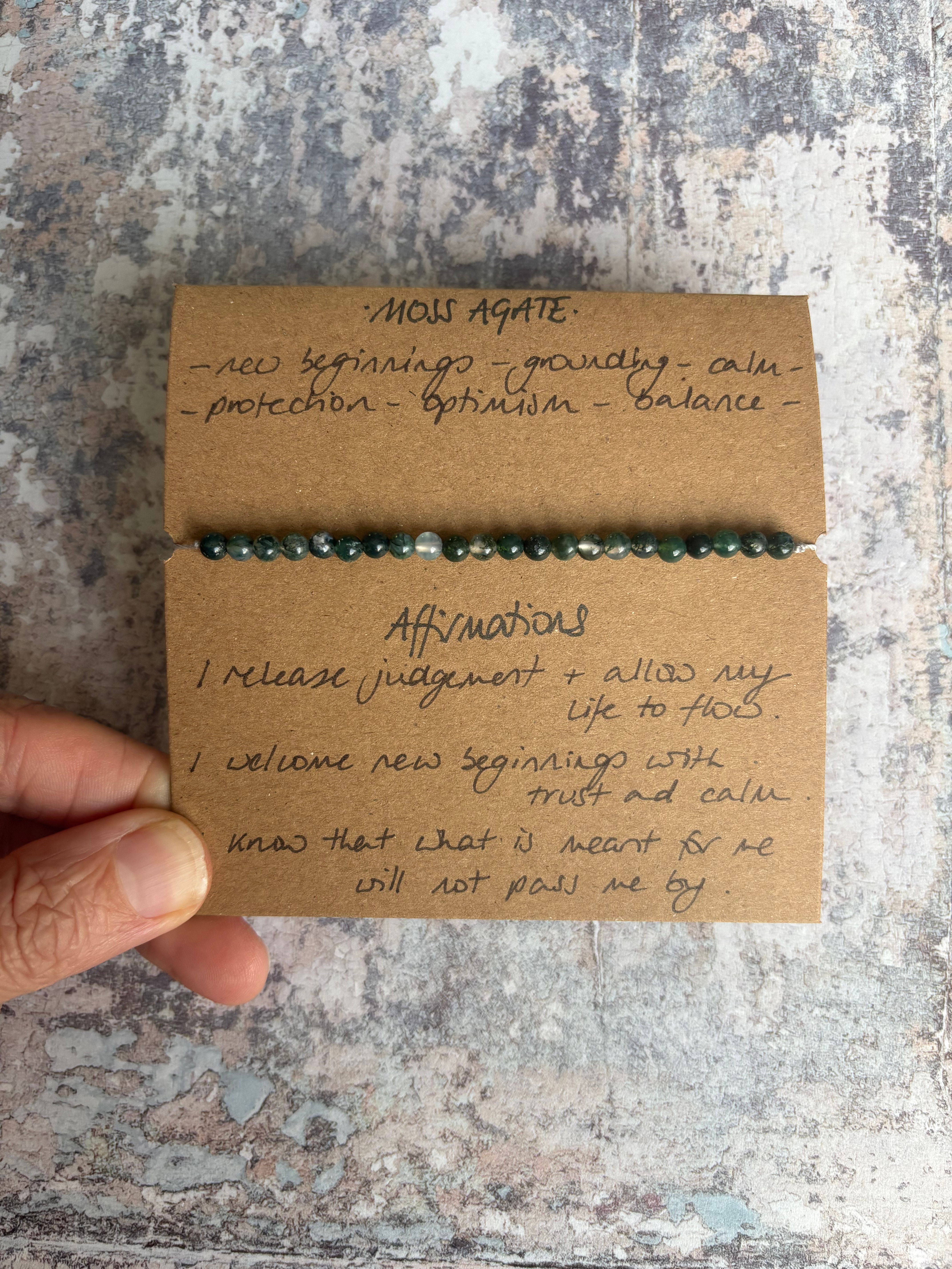 Moss Agate Affirmation Bracelet 