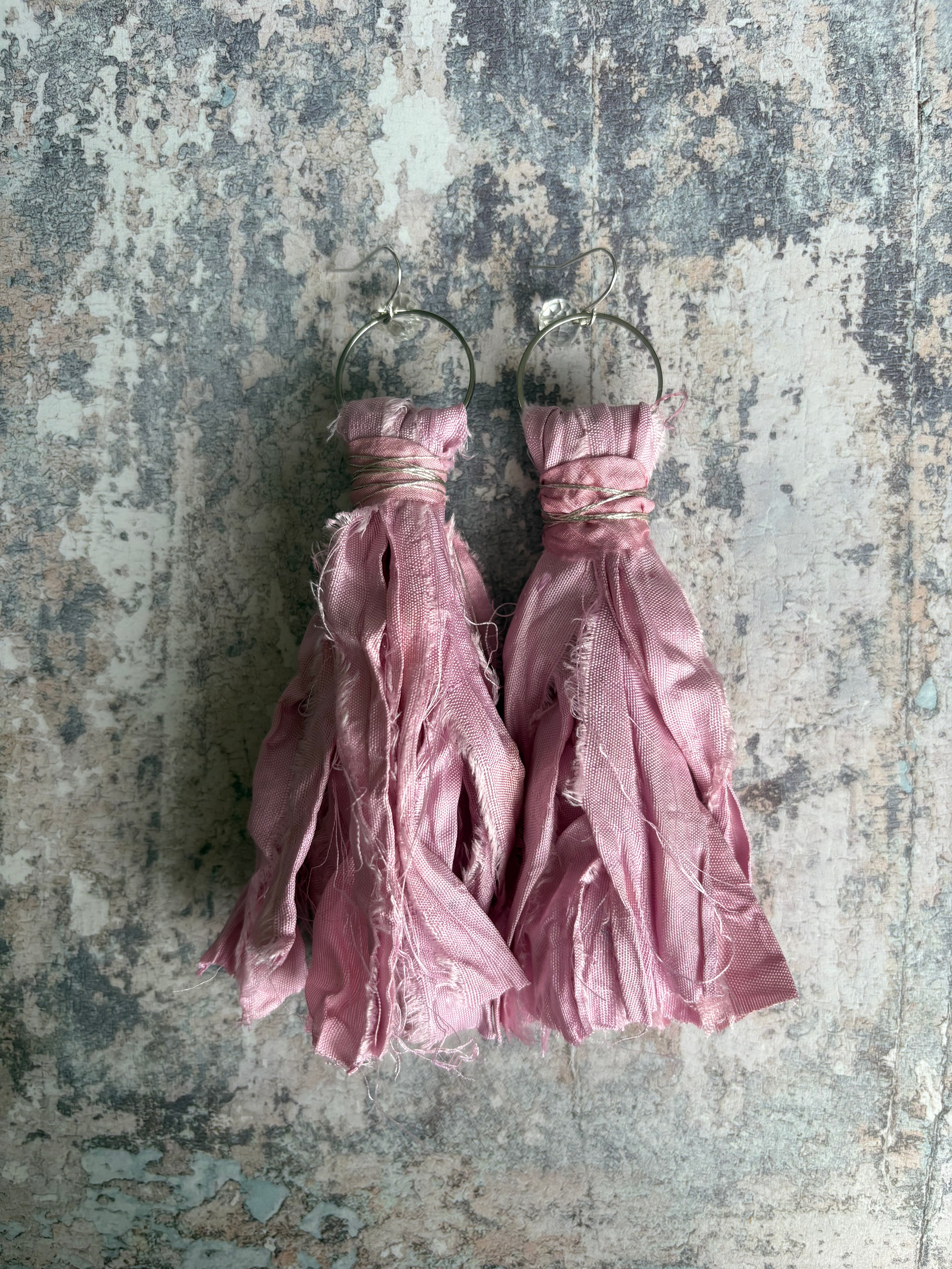 Ballet Pink Sari-Silk Earrings