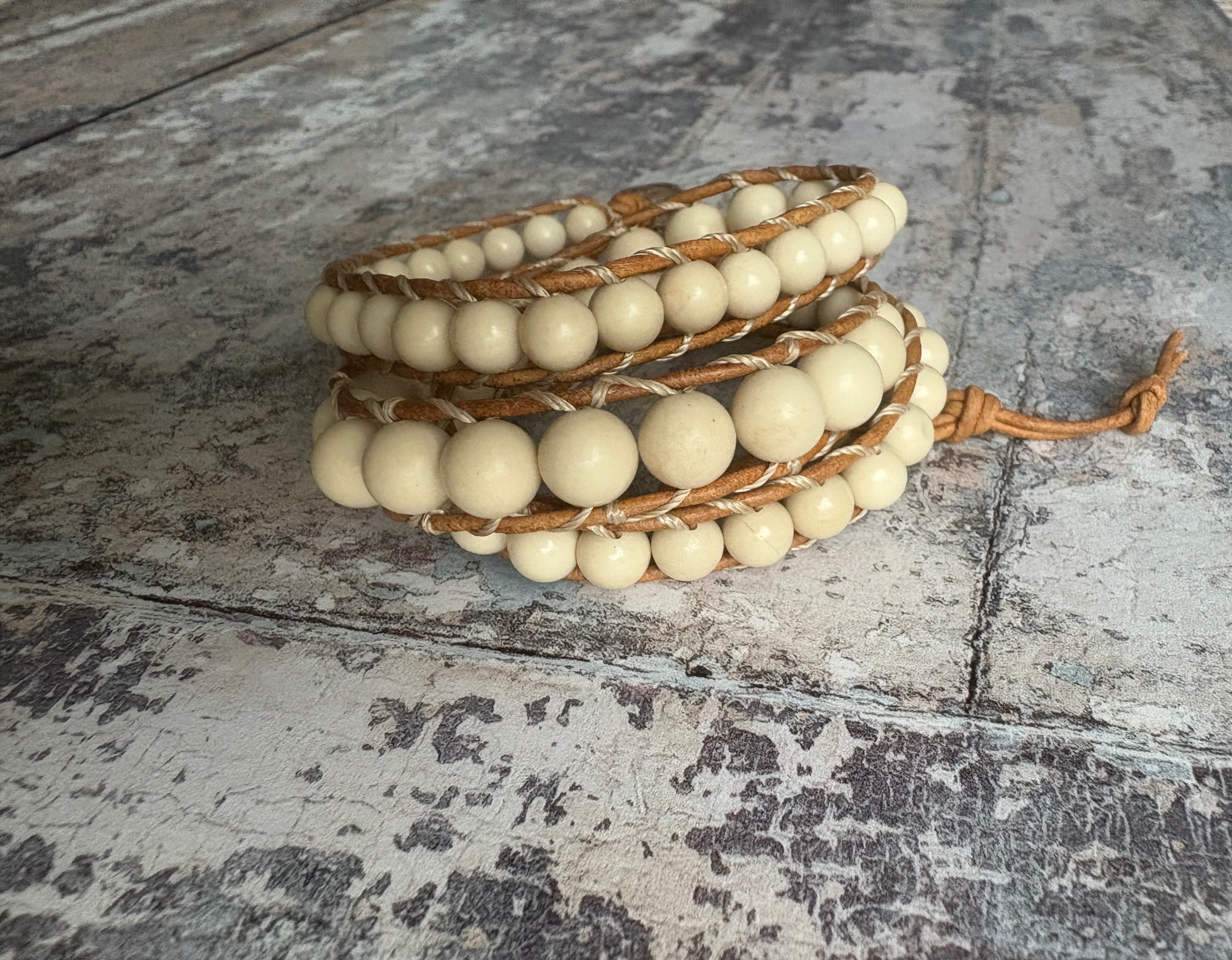 River Stone Triple Wrap bracelet